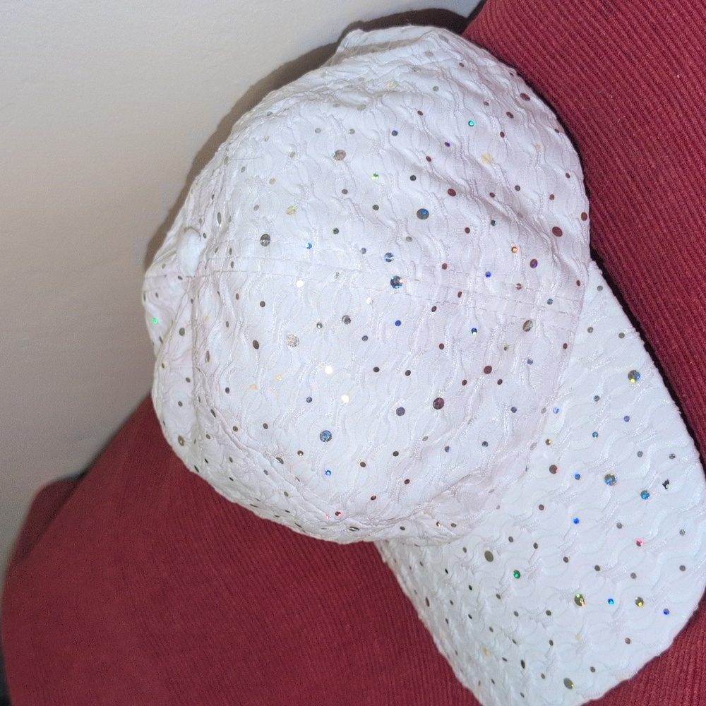 White Sequin Baseball Cap - Picture 2 of 3